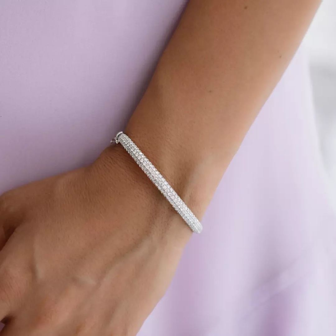 Acyl 2.90 CT Pırlanta Taşlı Beyaz Altın Kelepçe