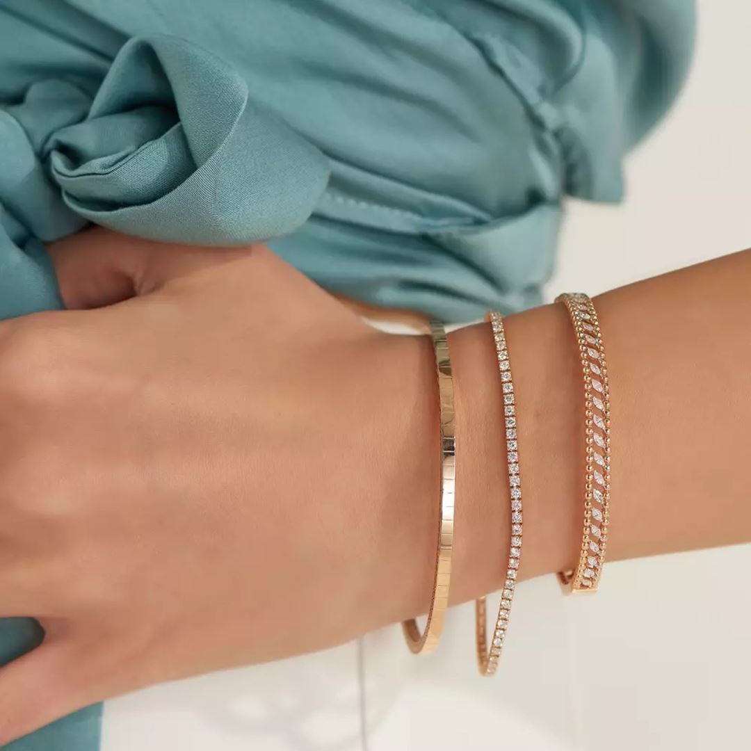 2.03 CT Pırlanta Taşlı Rose Altın Suyolu Bileklik