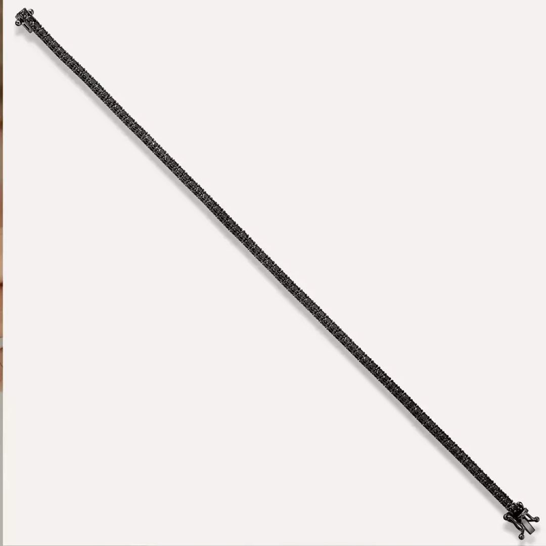 2.20 CT Siyah Pırlanta Taşlı Suyolu Bileklik