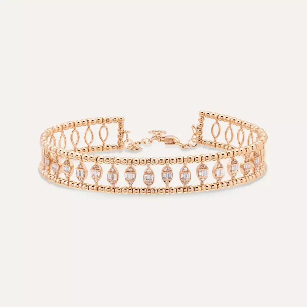 Shay Baget Kesim Pırlanta Taşlı Rose Altın Bileklik