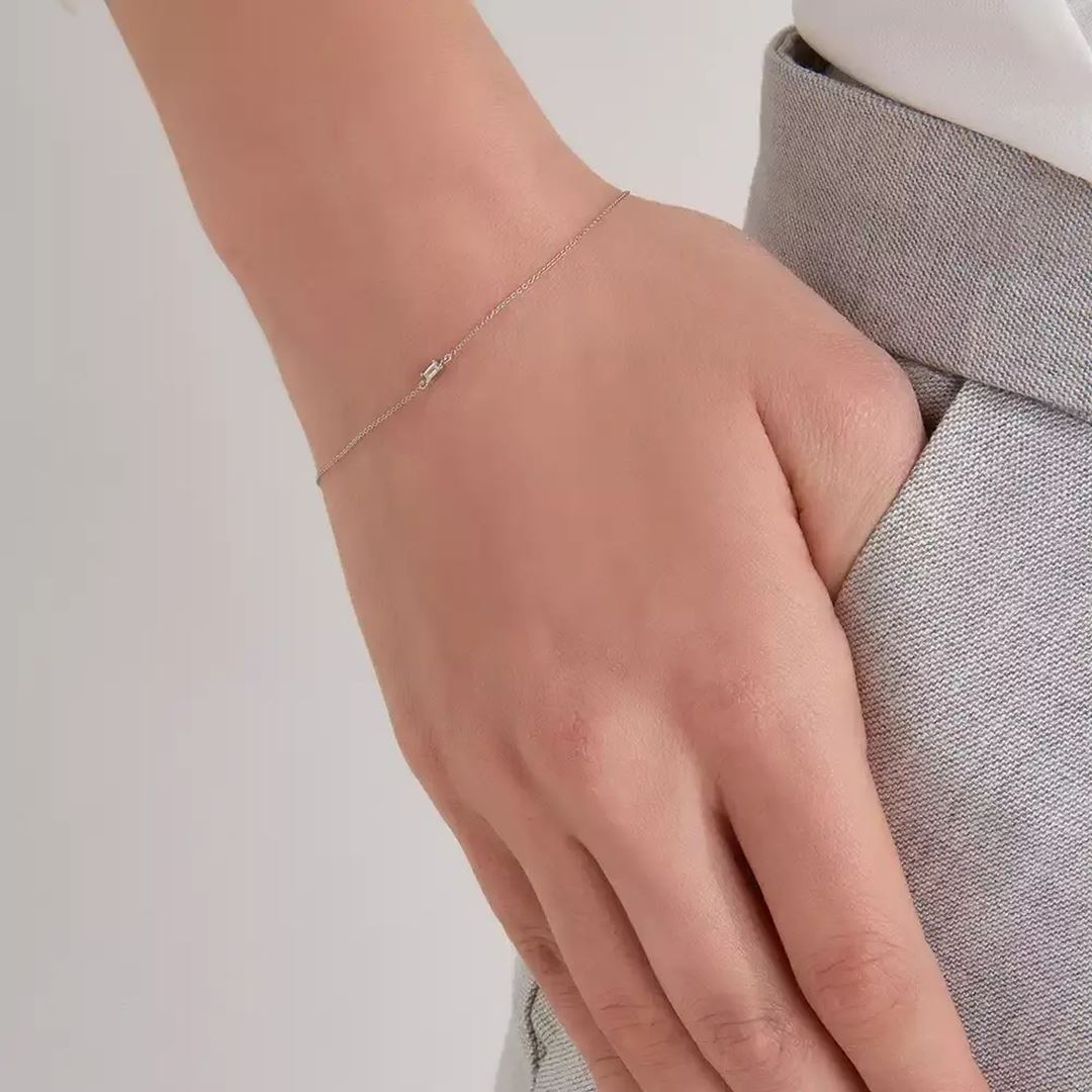 Vita Pırlanta Taşlı Beyaz Altın Bileklik