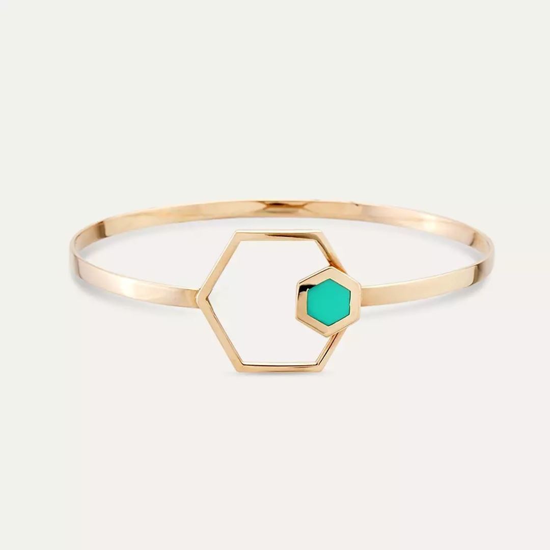 Alveo Su Yeşili Mineli Rose Altın Kelepçe