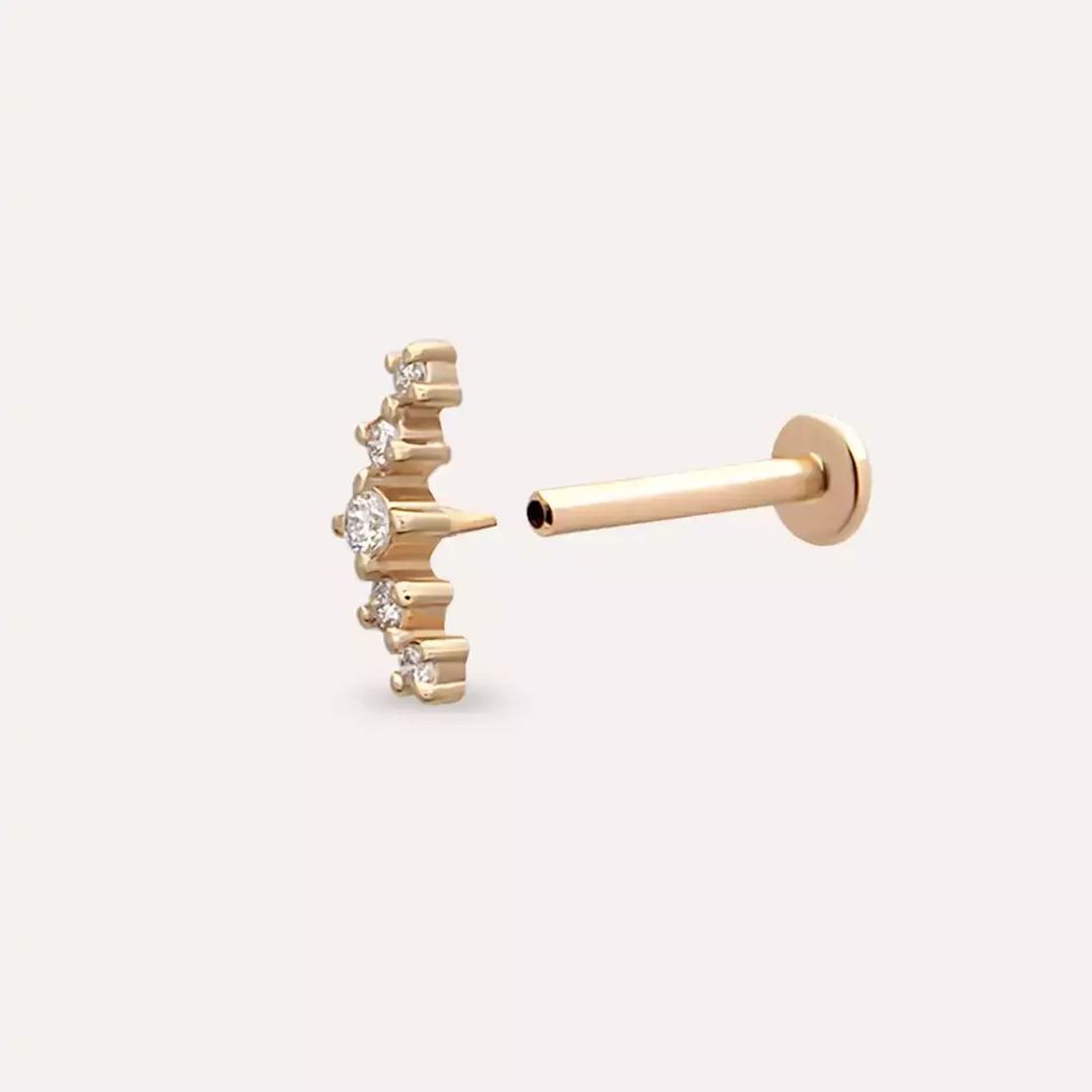 Shyne Pırlanta Taşlı Rose Altın Piercing