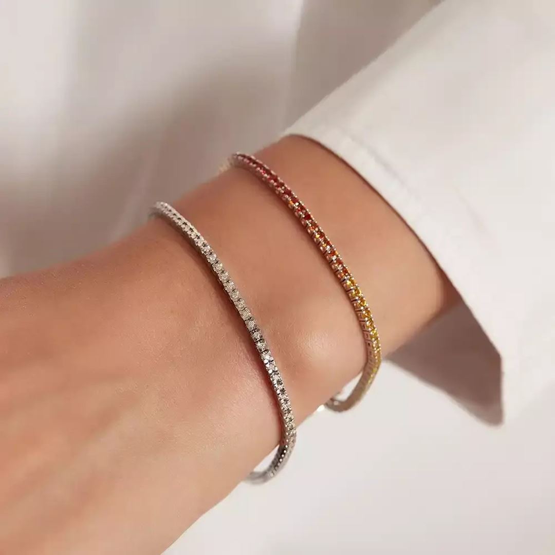 3.30 CT Multicolor Safir Taşlı Beyaz Altın Suyolu Bileklik