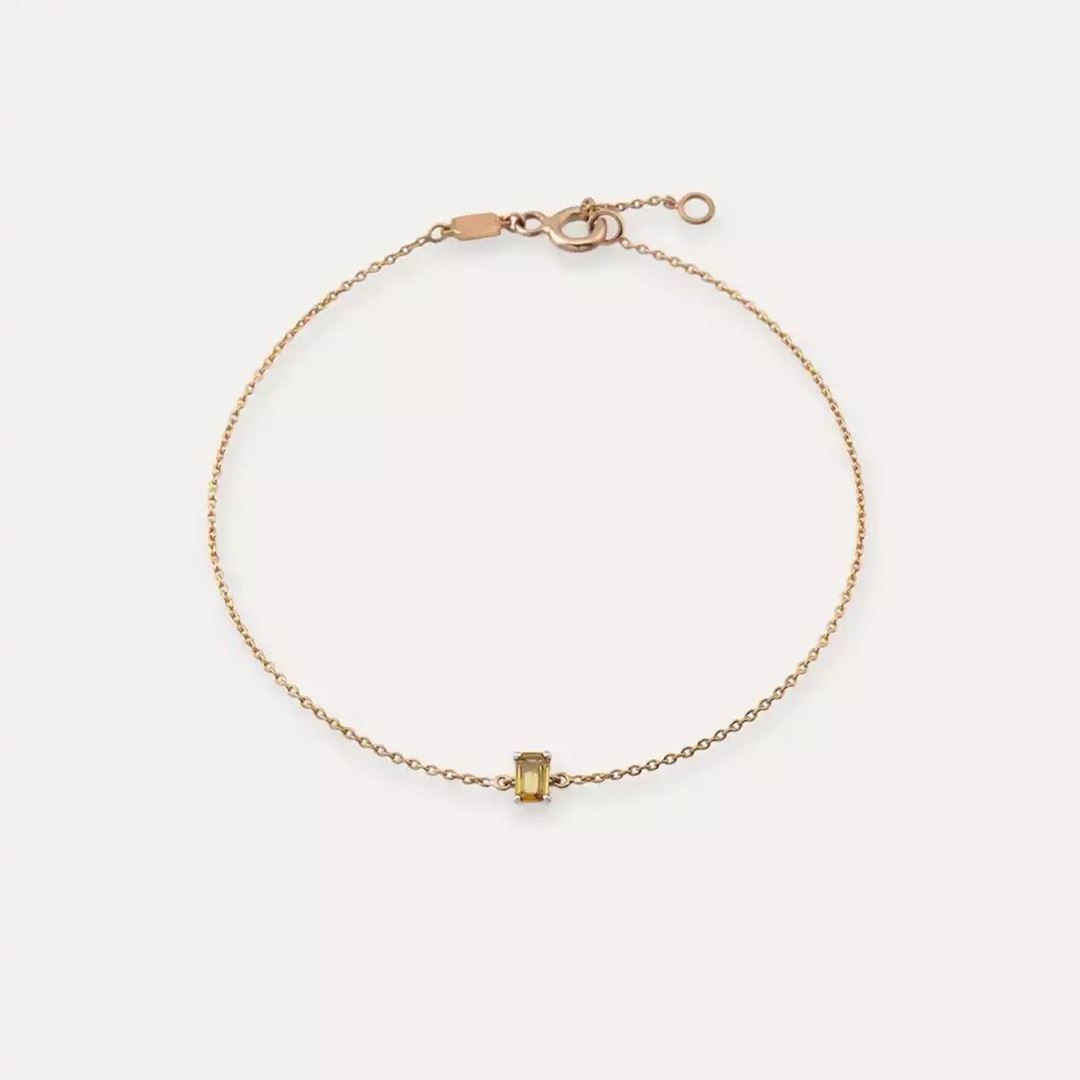 Minor Baget Kesim Yellow Safir Taşlı Bileklik