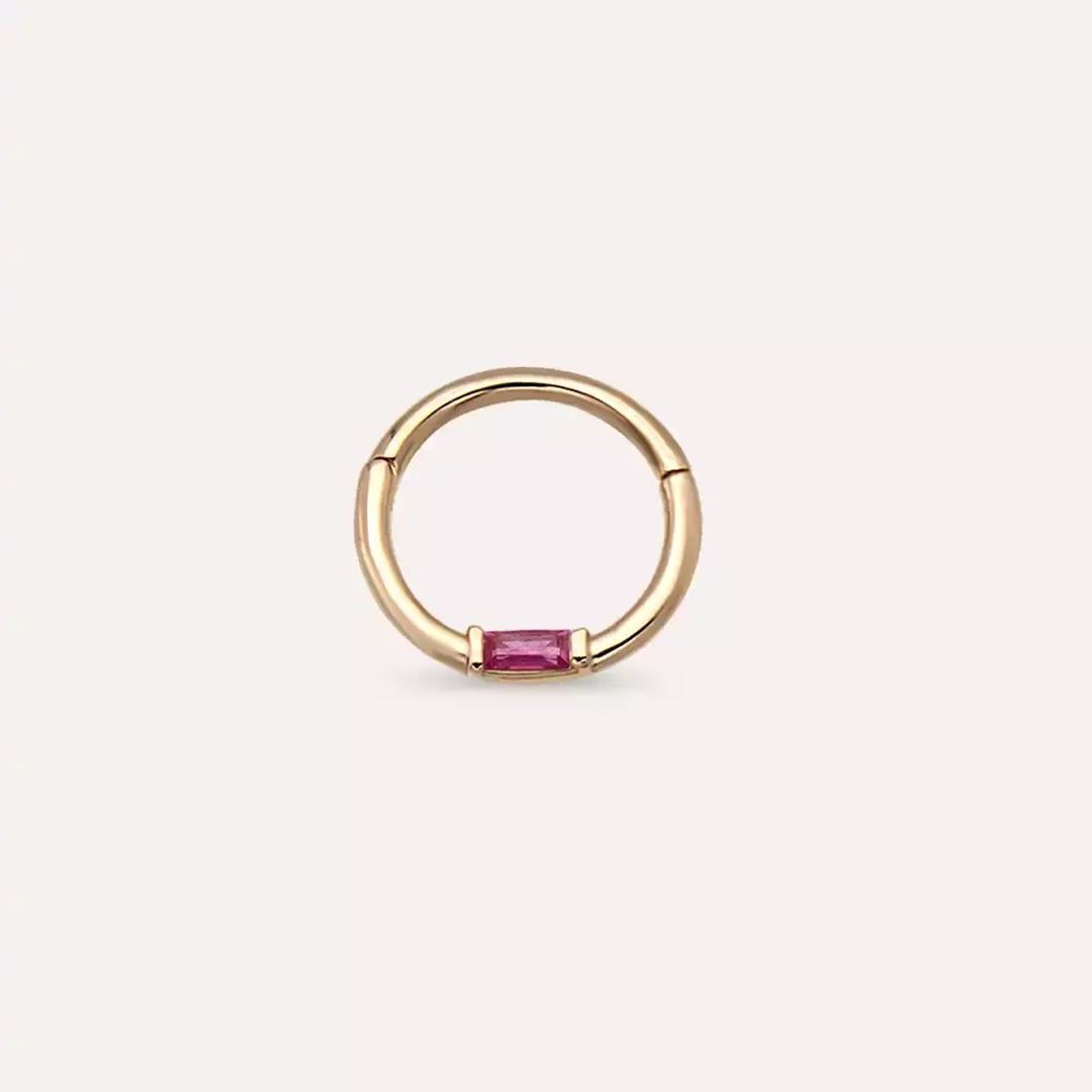 Potty Yakut Taşlı Rose Altın Halka Piercing