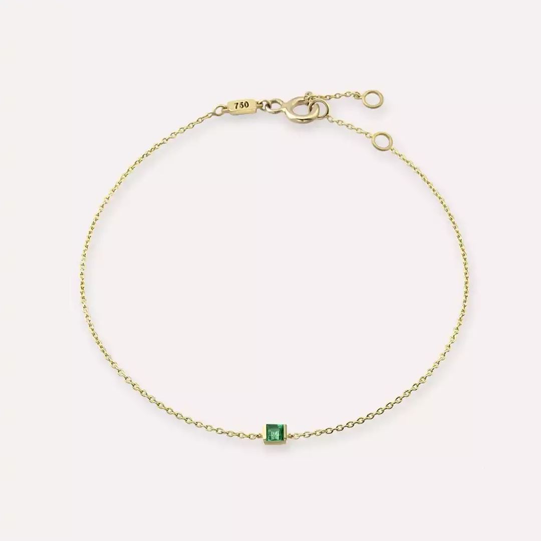Lana Zümrüt Taşlı Sarı Altın Bileklik
