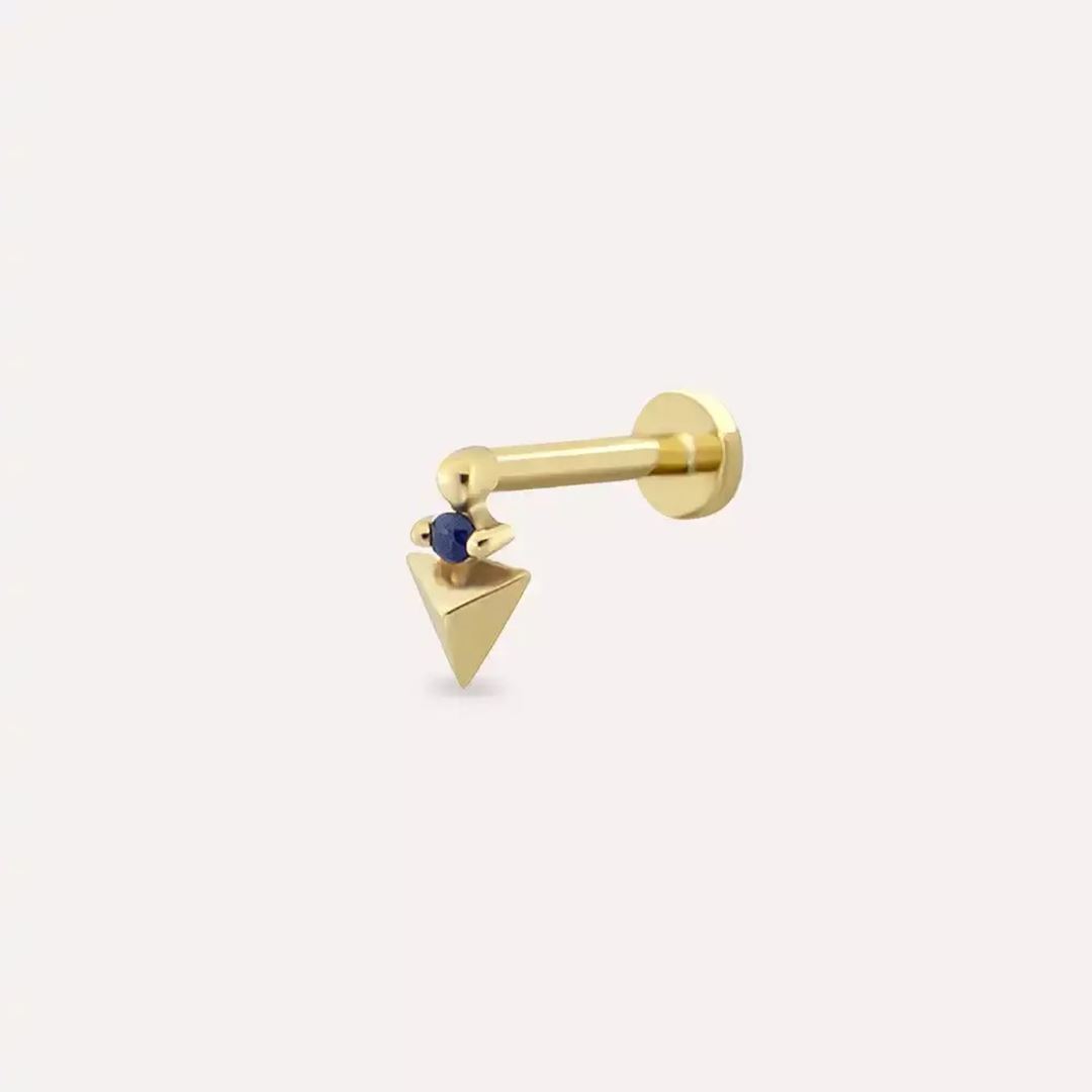Prism Blue Safir Taşlı Sarı Altın Piercing