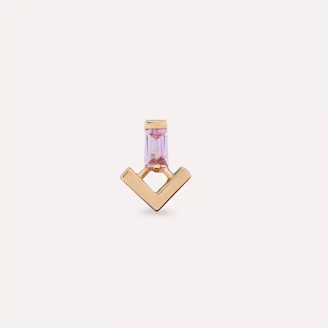 Lumi Pink Safir Taşlı Rose Gold Piercing