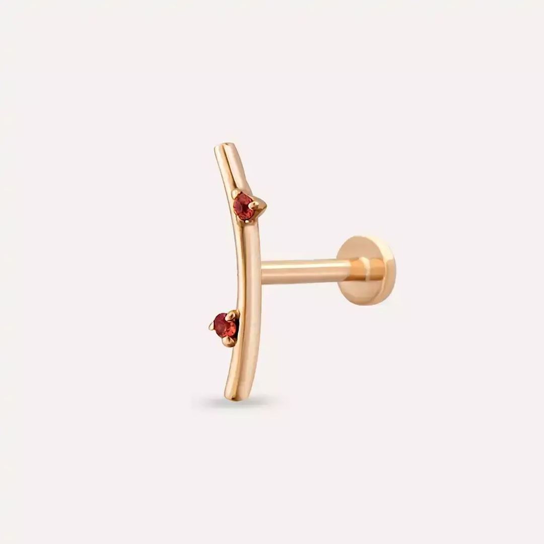 Steep Orange Safir Taşlı Rose Altın Piercing