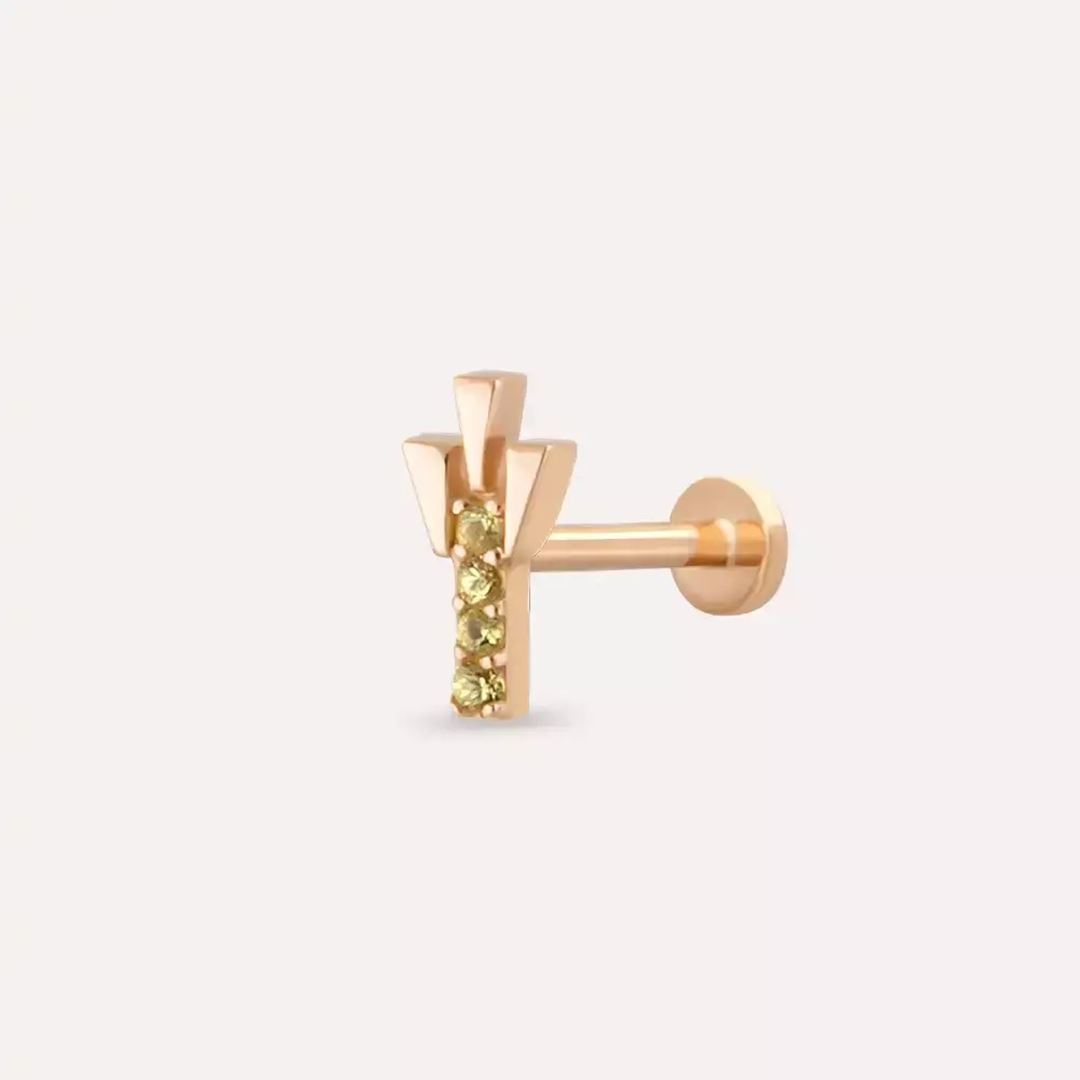 Stub Yellow Safir Rose Altın Piercing