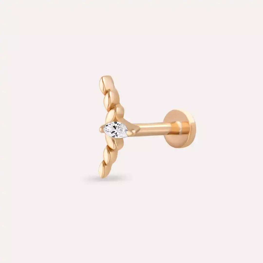 Liora Pırlanta Taşlı Rose Altın Piercing