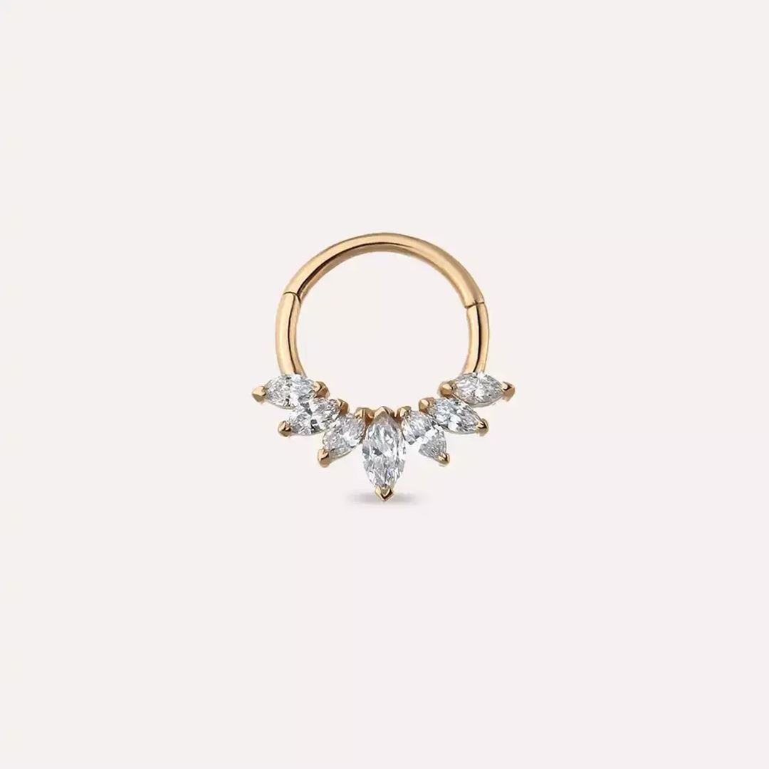 Gleam Pırlanta Taşlı Rose Altın Halka Piercing
