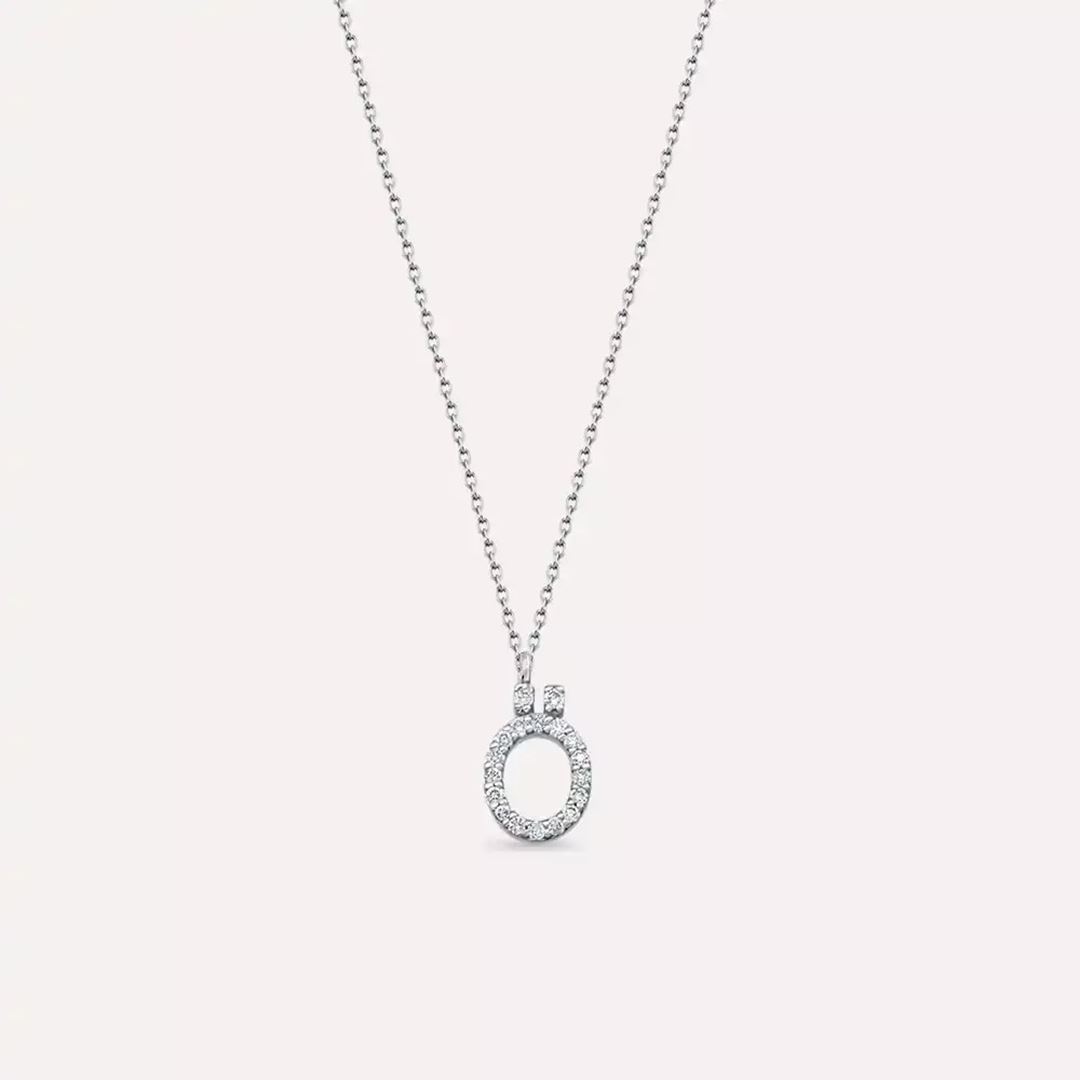 Ö Harf 0.12 CT Pırlanta Taşlı Beyaz Altın Kolye