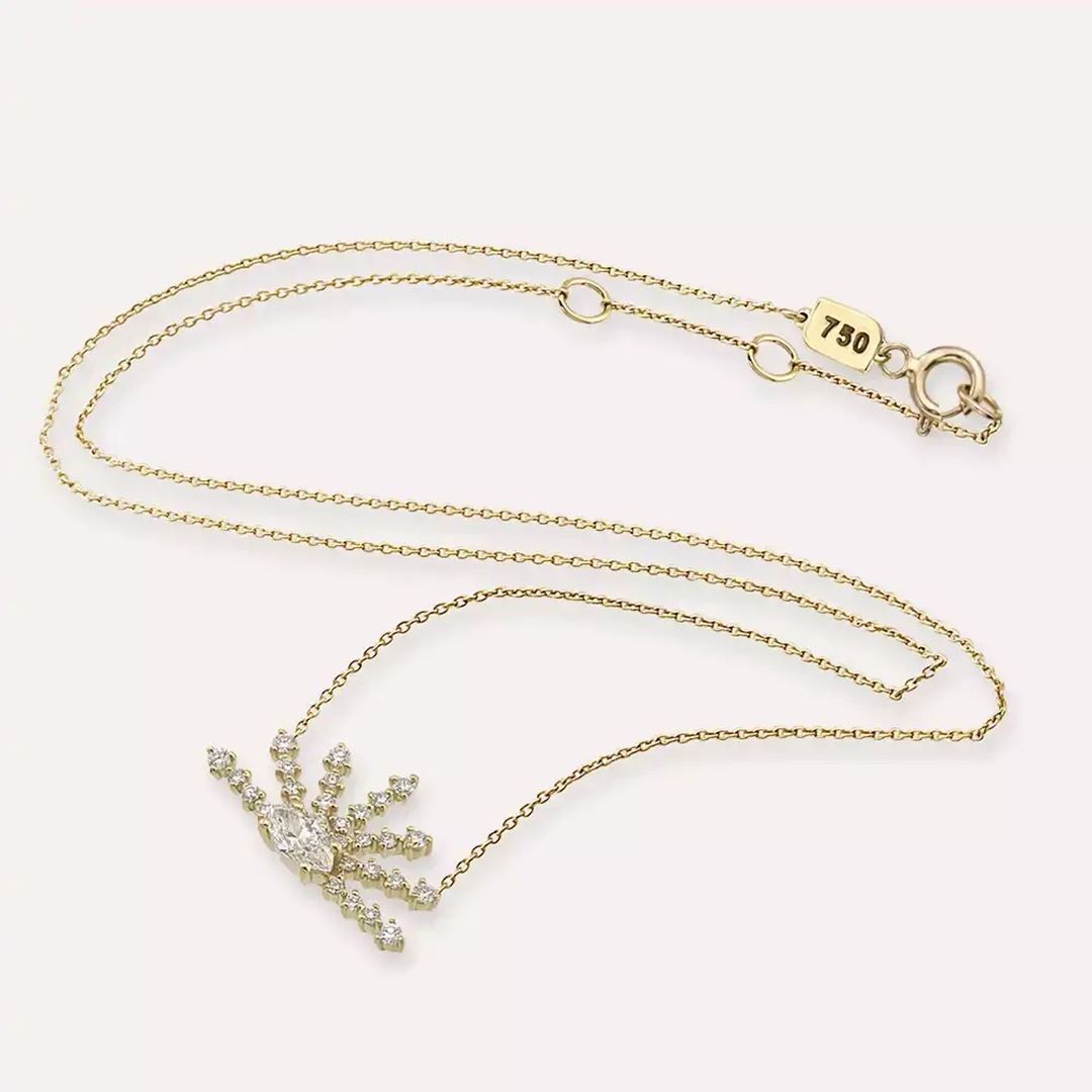 Aura Pırlanta Taşlı Sarı Altın Kolye