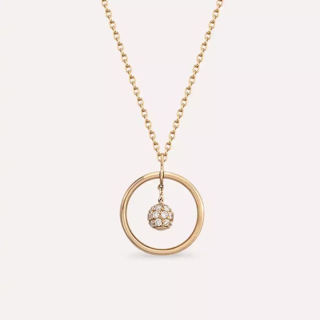 Bowl Pırlanta Taşlı Rose Altın Kolye