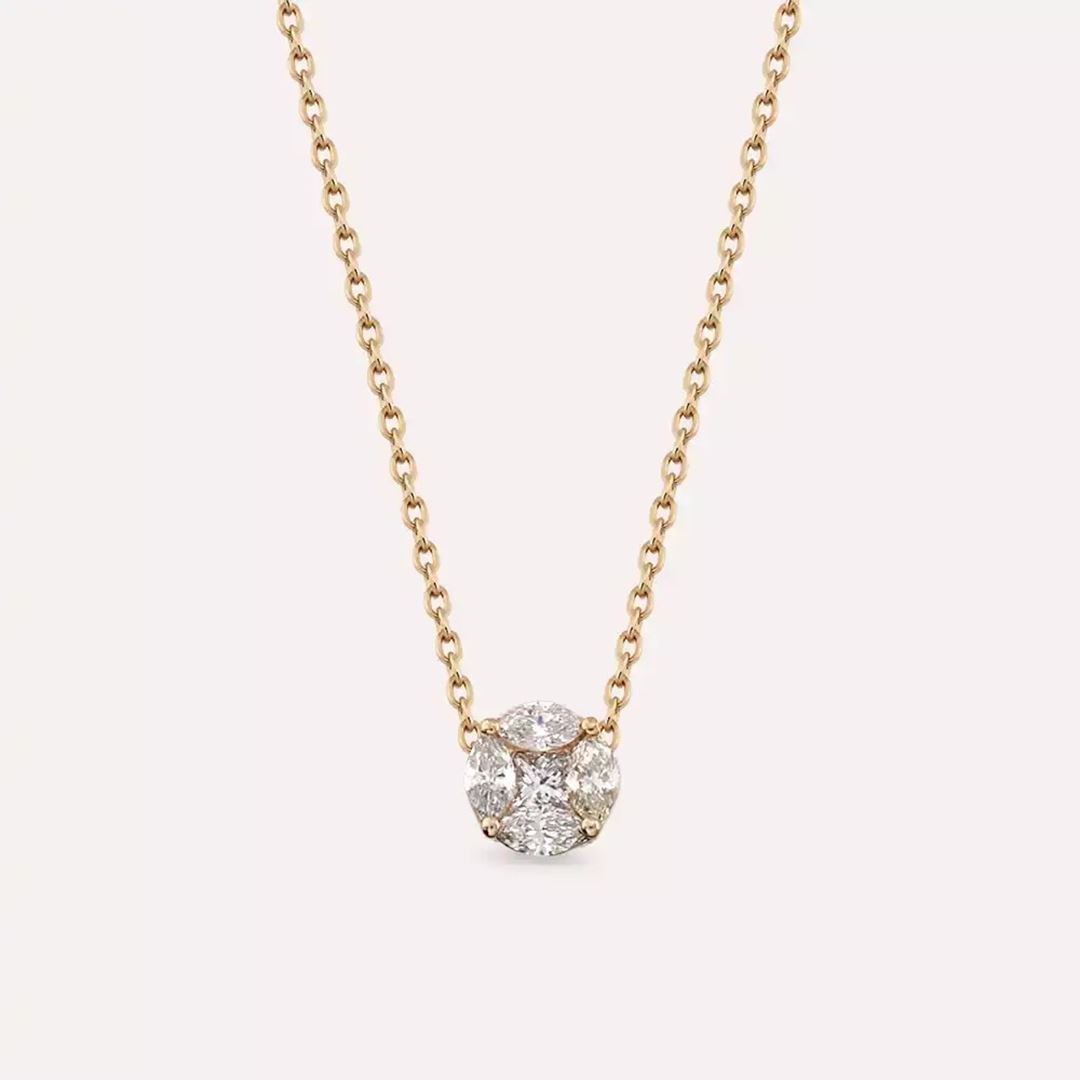 0.21 CT Pırlanta Taşlı Rose Altın Kolye