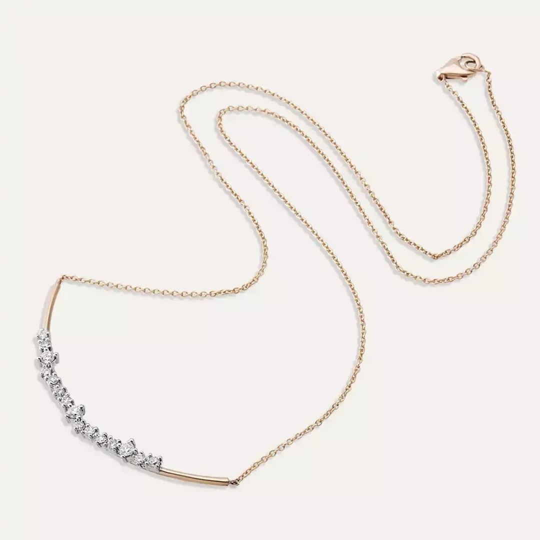 Velora Pırlanta Taşlı Rose Altın Kolye