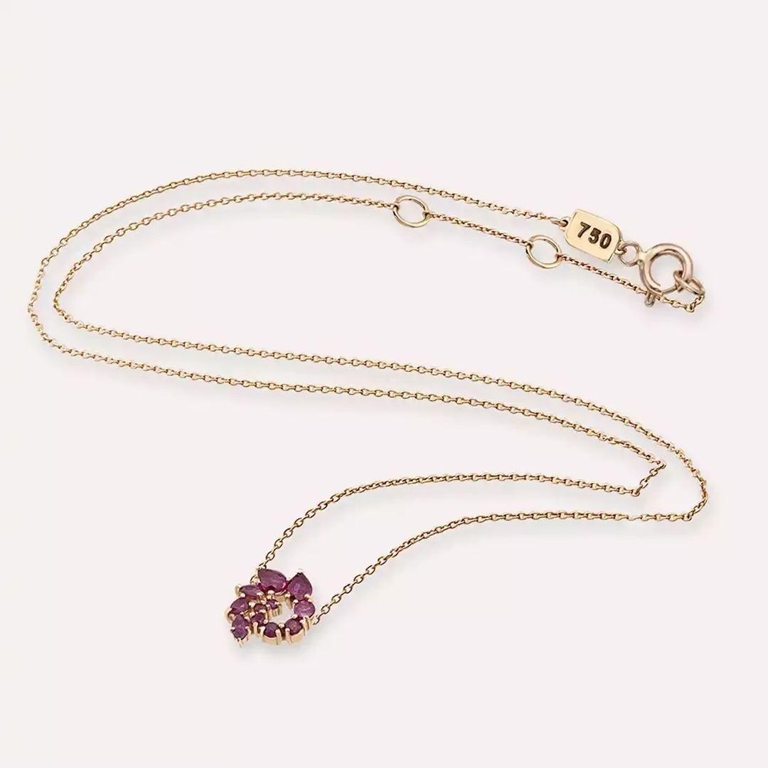 Bind Yakut Taşlı Rose Altın Kolye