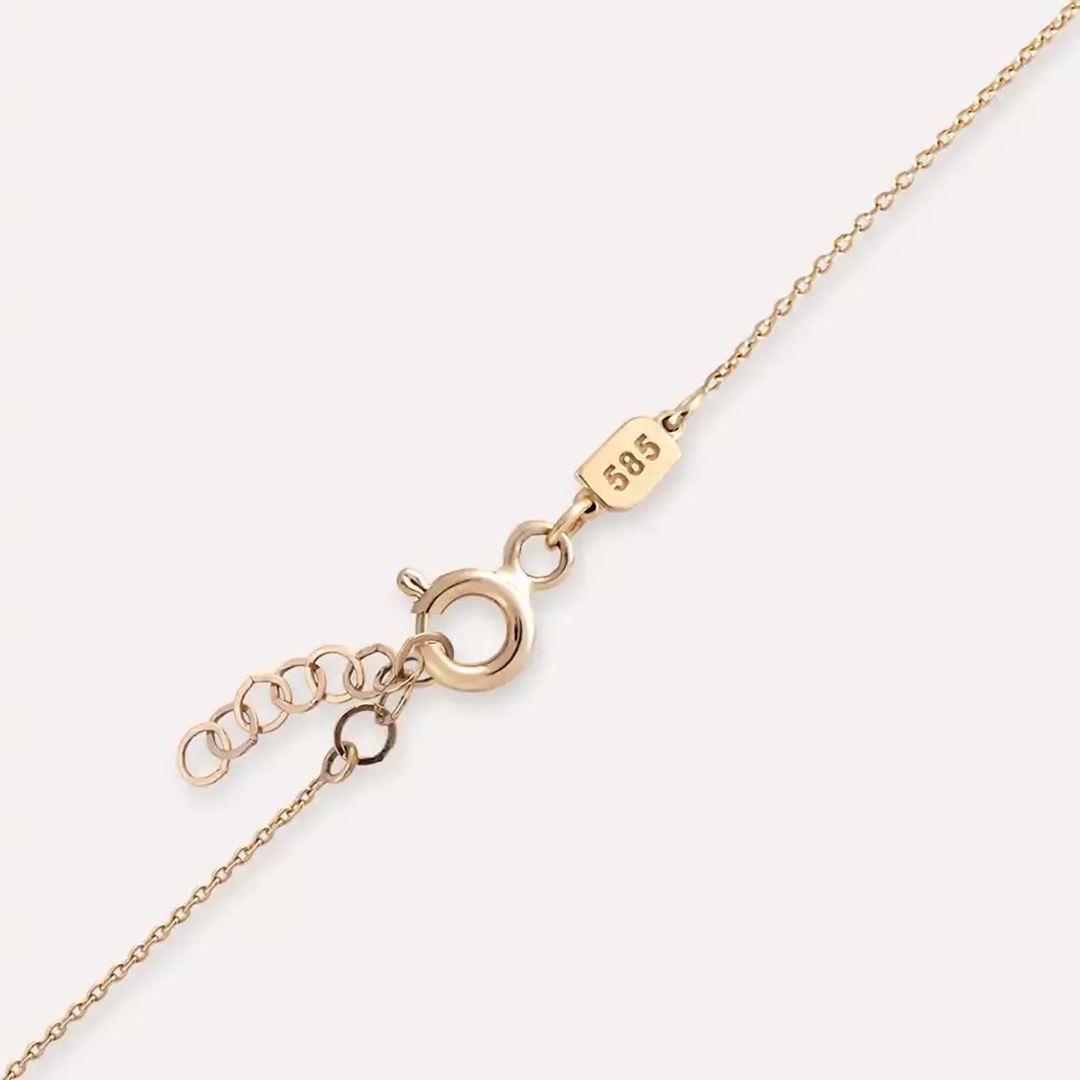 0.65 CT Markiz Kesim Yakut Taşlı Rose Altın Kolye