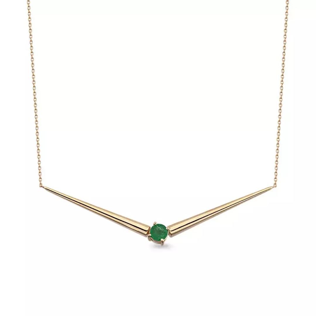 Filo Zümrüt Taşlı Rose Altın Kolye