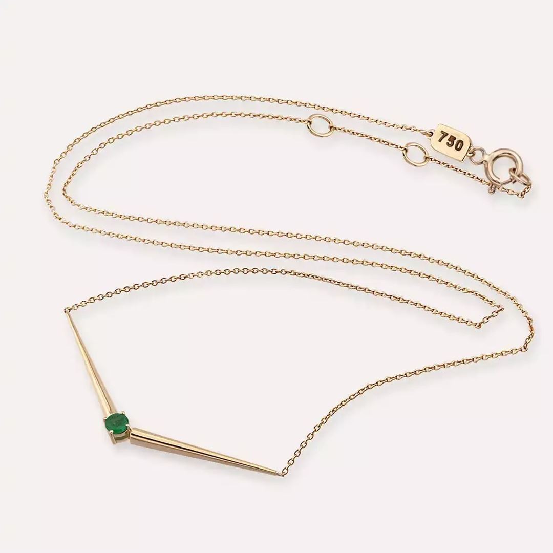 Filo Zümrüt Taşlı Rose Altın Kolye