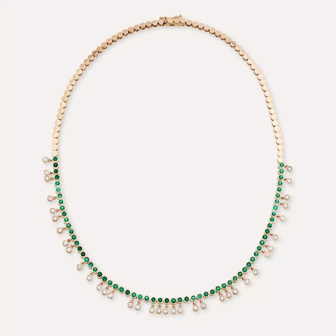 Atomik Pırlanta ve Zümrüt Taşlı Kolye