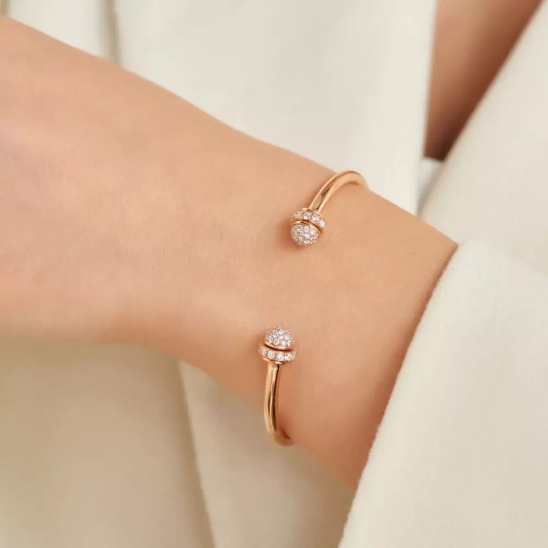 1.10 CT Pırlanta Taşlı Rose Altın Bilezik