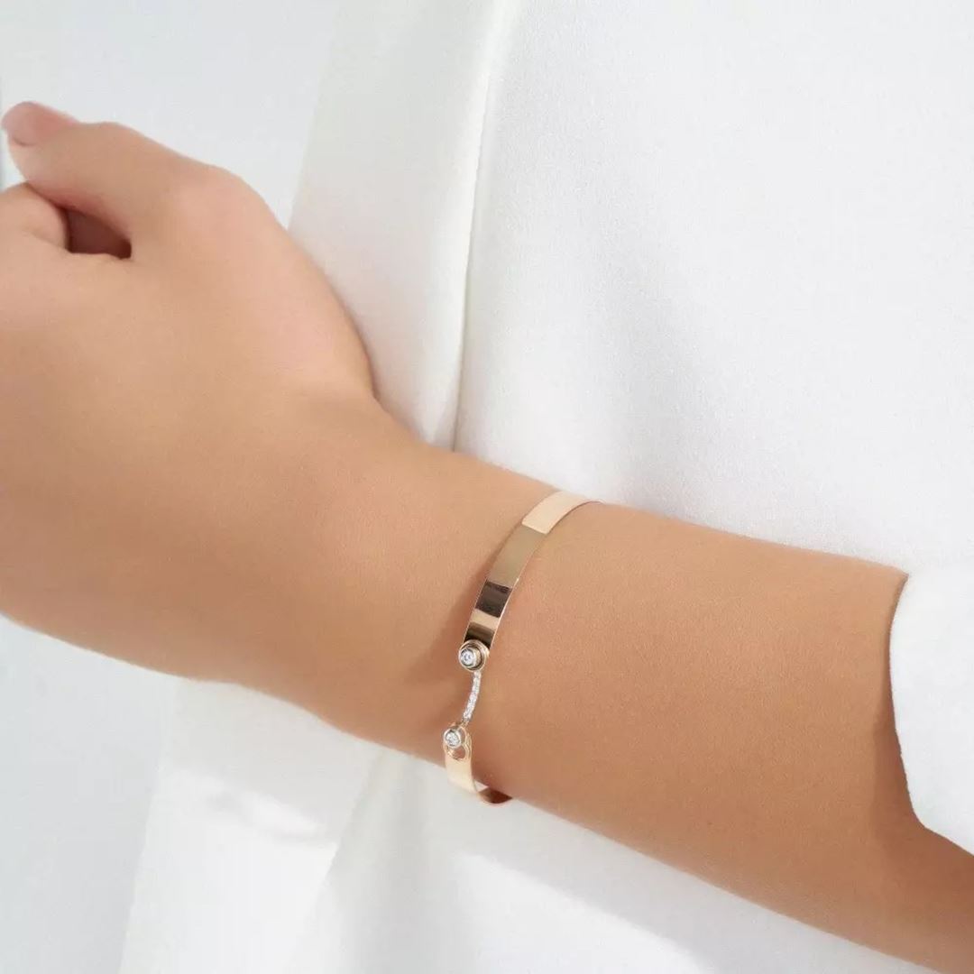 0.14 CT Pırlanta Taşlı Rose Altın Bilezik