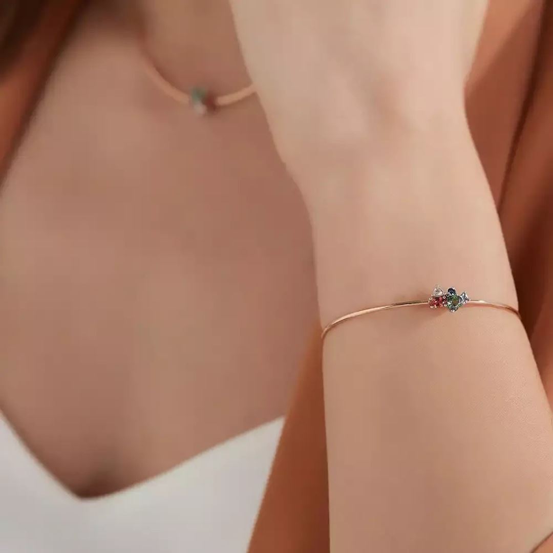 1.31 CT Elmas ve Multicolor Safir Taşlı Bileklik