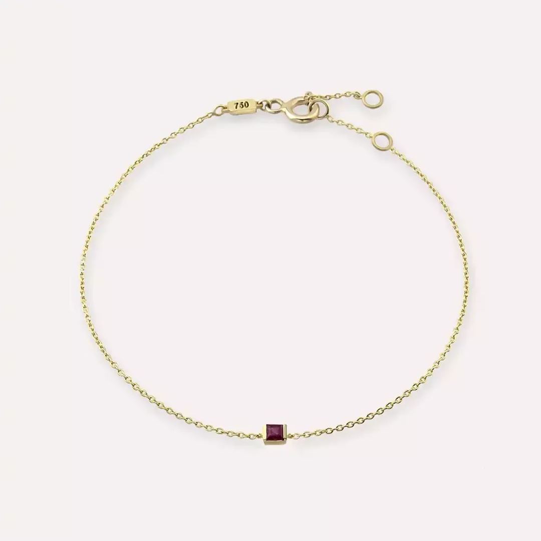 Lana Yakut Taşlı Sarı Altın Bileklik