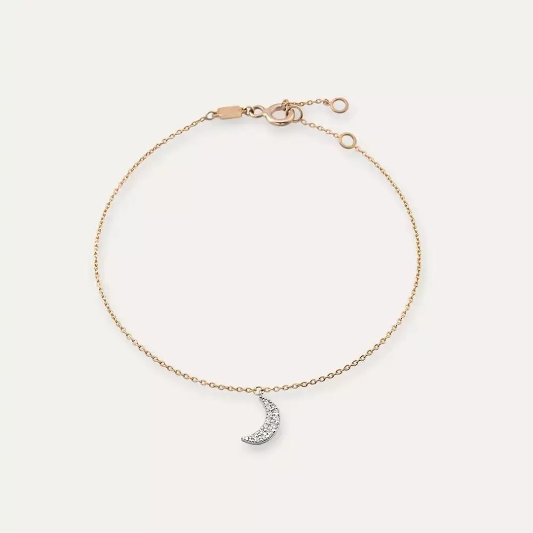 Moon Pırlanta Taşlı Rose Altın Halhal