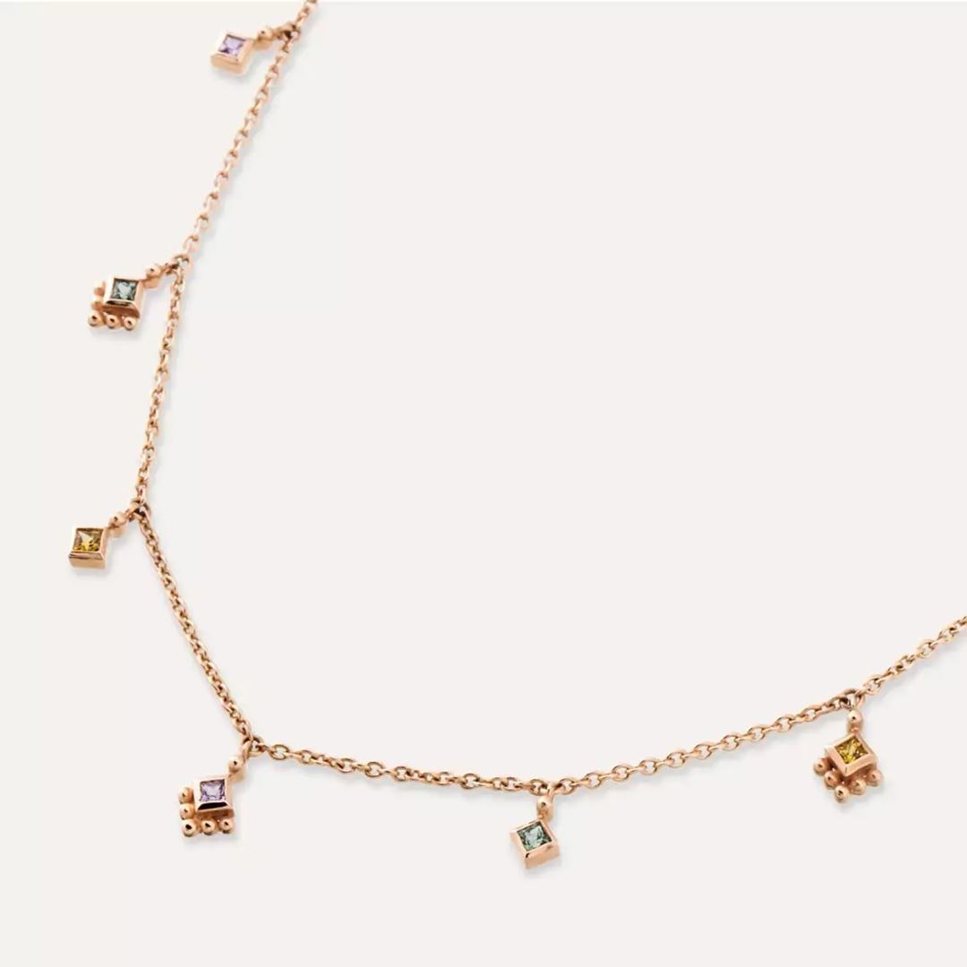 Cassiopeia Multicolor Safir Taşlı Rose Altın Kolye