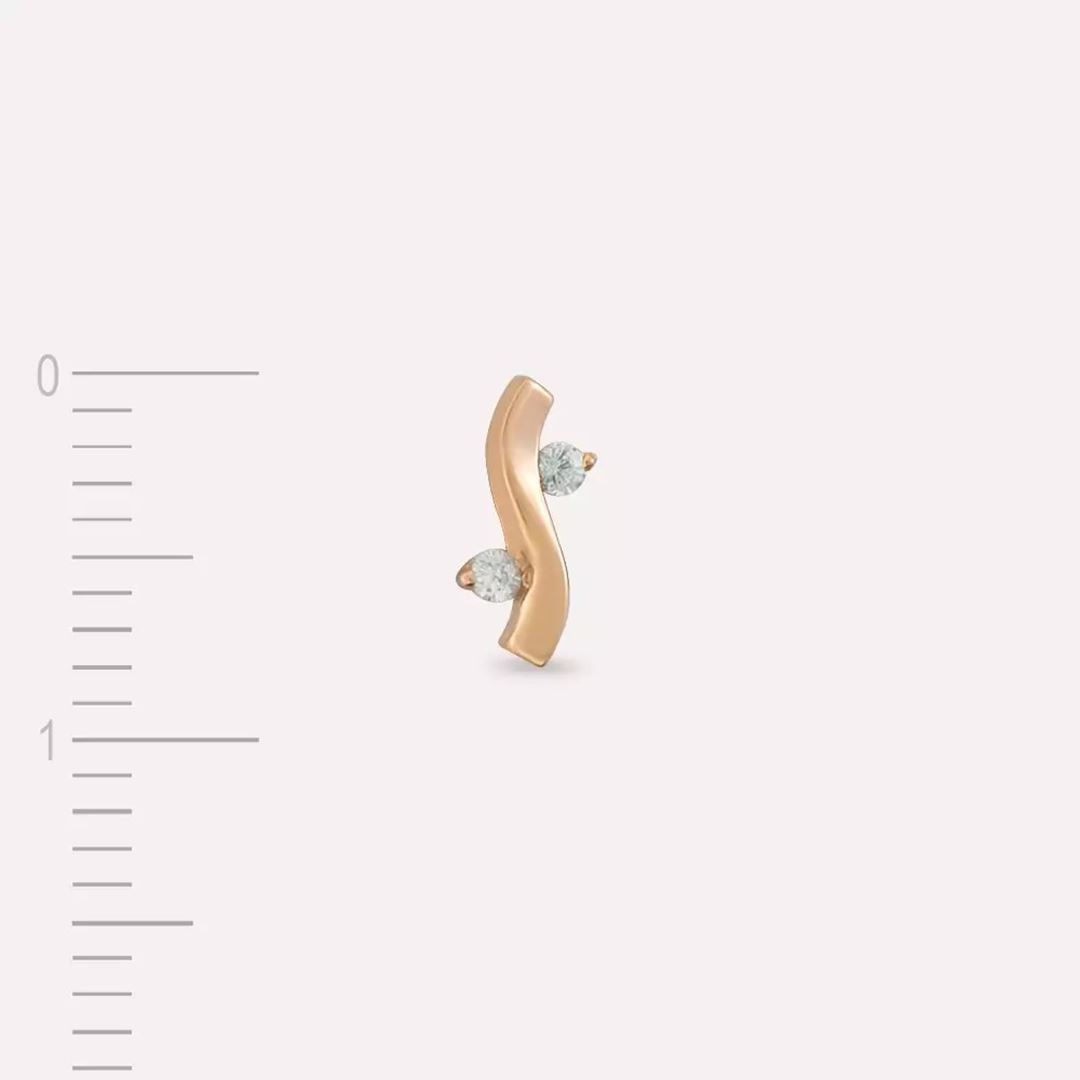 Wavy Multicolor Safir Taşlı Rose Altın Tek Küpe