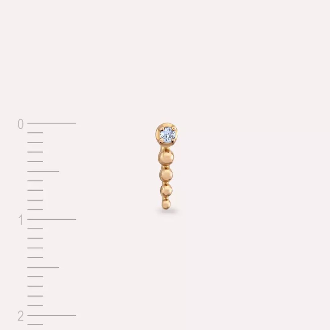 Point Light Blue Safir Taşlı Rose Altın Tek Küpe