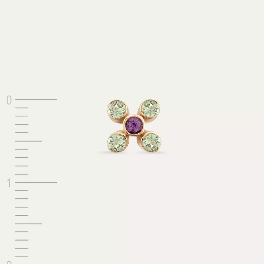 Bliss Multicolor Safir Taşlı Rose Altın Tek Küpe