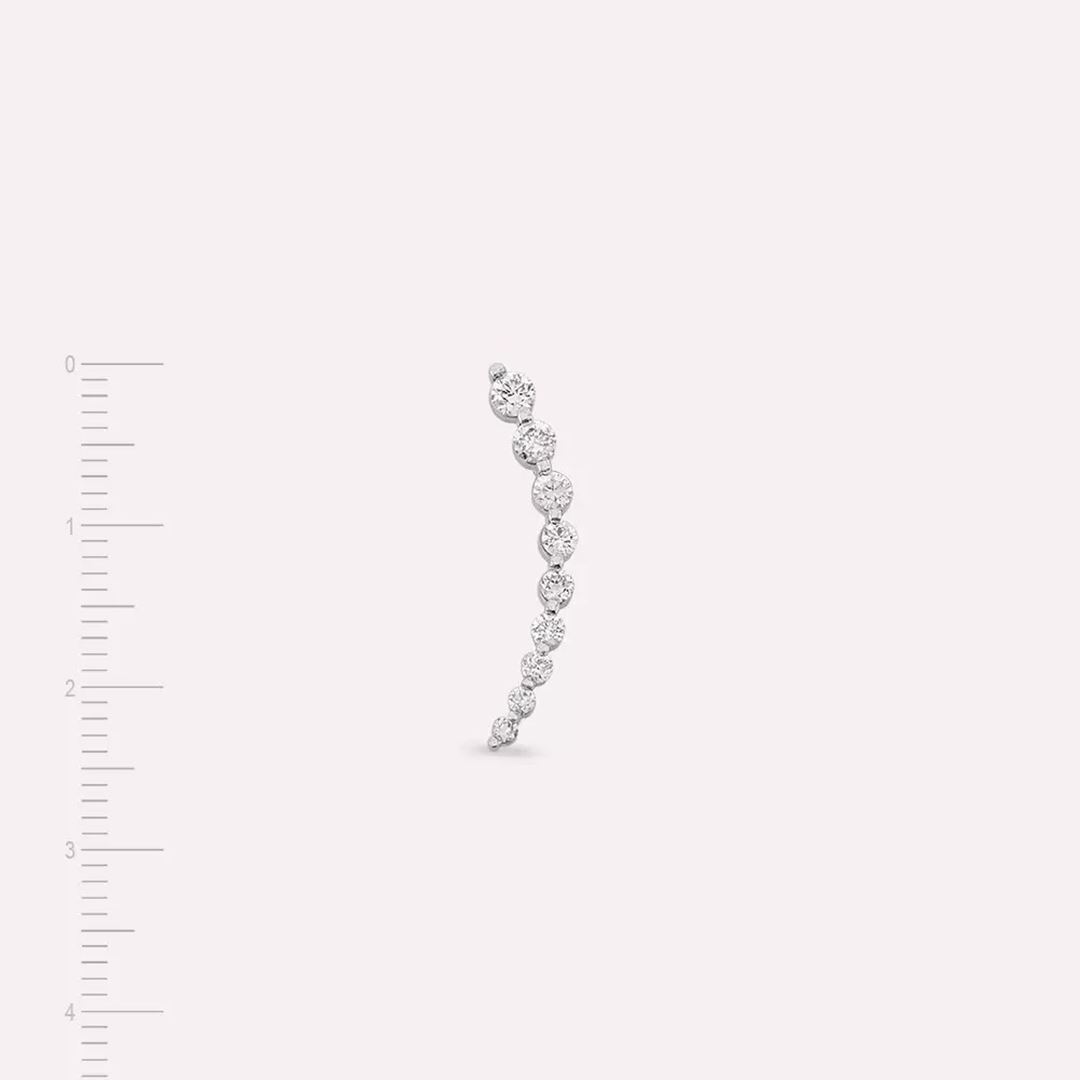 Alva Pırlanta Taşlı Beyaz Altın Tek Küpe