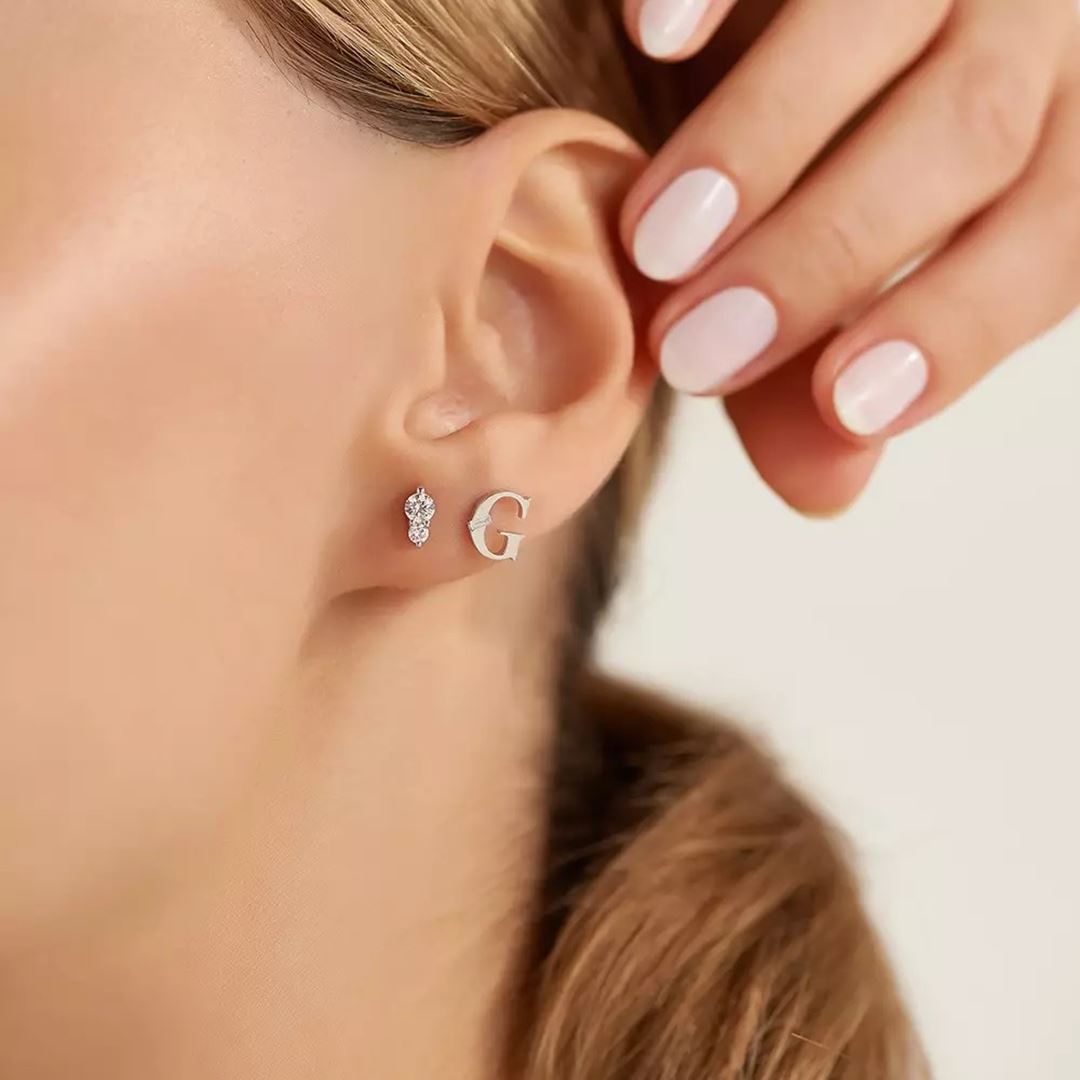 Pixi Pırlanta Taşlı Beyaz Altın Küpe