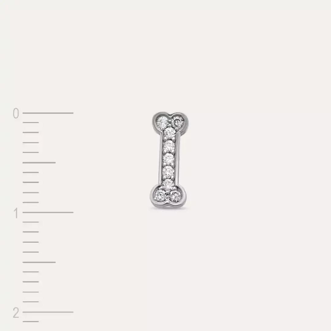 Bonei Pırlanta Taşlı Beyaz Altın Tek Küpe