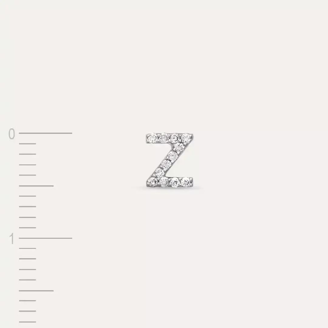 Z Harf Pırlanta Taşlı Beyaz Altın Tek Küpe