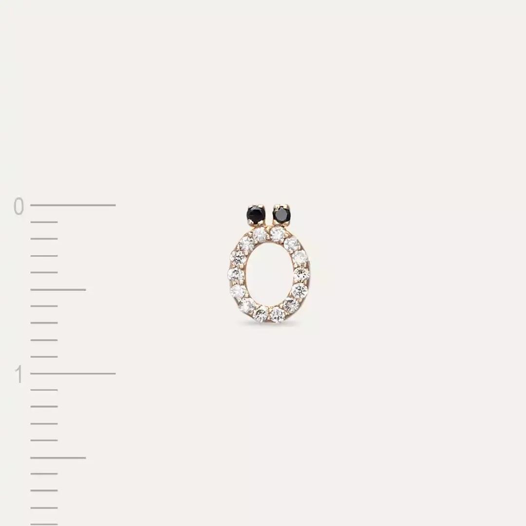 Ö Harf Pırlanta Taşlı Rose Altın Tek Küpe