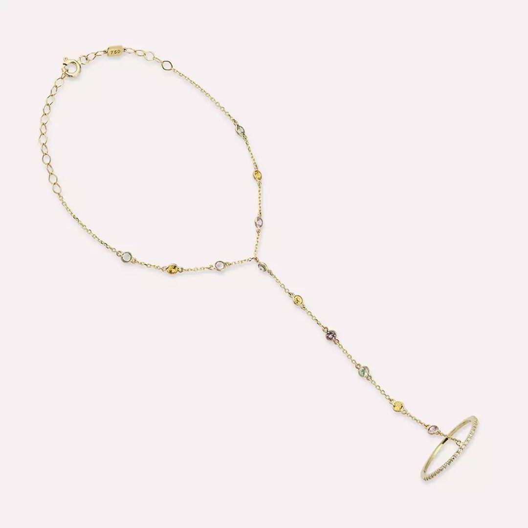 Iris Multicolor Safir ve Pırlanta Taşlı Sarı Altın Şahmeran