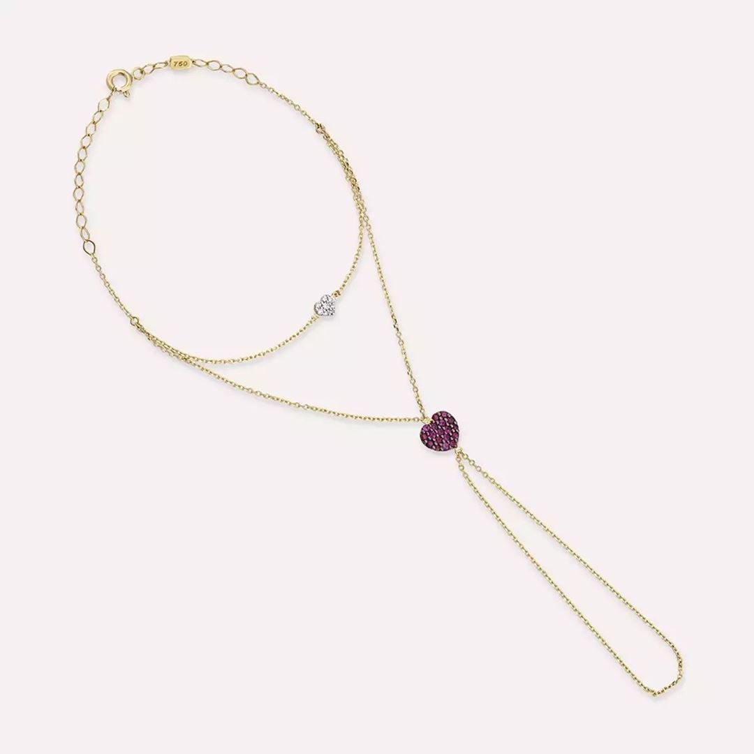 Amor Yakut ve Pırlanta Taşlı Sarı Altın Şahmeran