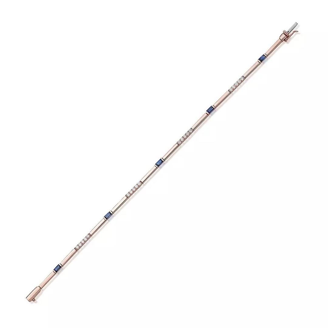 Mosaic 1.27 CT Safir ve Pırlanta Taşlı Rose Altın Suyolu Bileklik