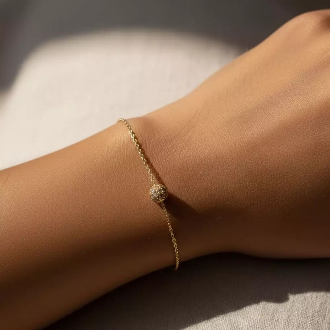 0.28 CT Brown Pırlanta Taşlı Sarı Altın Bileklik