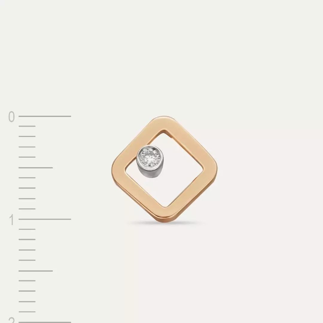 Grain Pırlanta Taşlı Rose Altın Tek Küpe