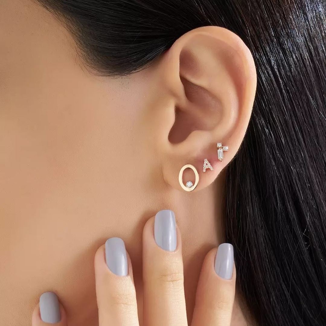 Halo Pırlanta Taşlı Rose Altın Tek Küpe