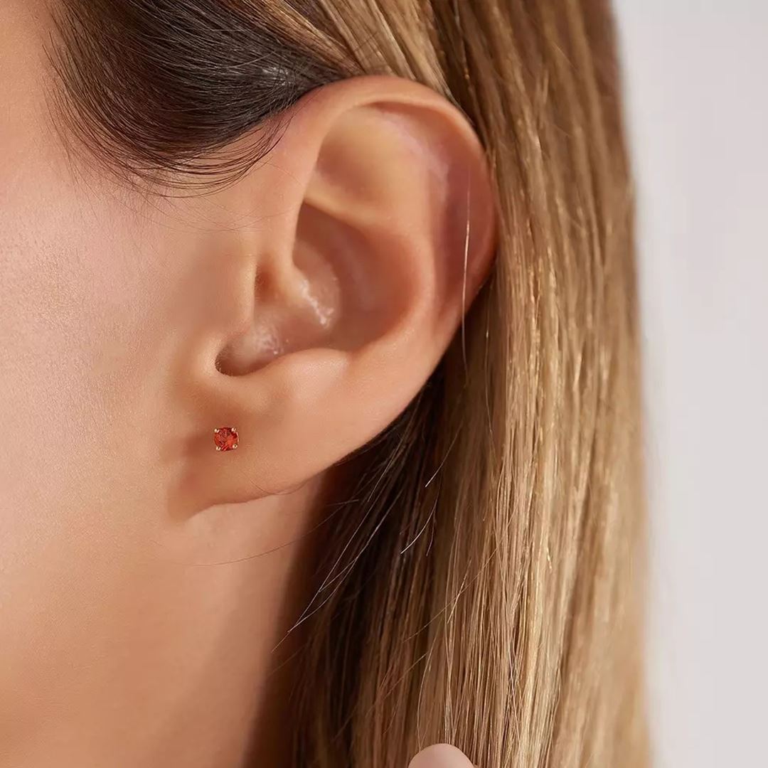 Paio Dark Orange Safir Taşlı Rose Altın Küpe