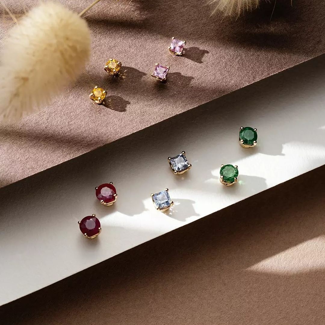 Paio Light Blue Safir Taşlı Rose Altın Küpe