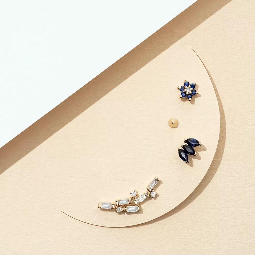 Viora Baget Kesim Pırlanta Taşlı Rose Altın Küpe